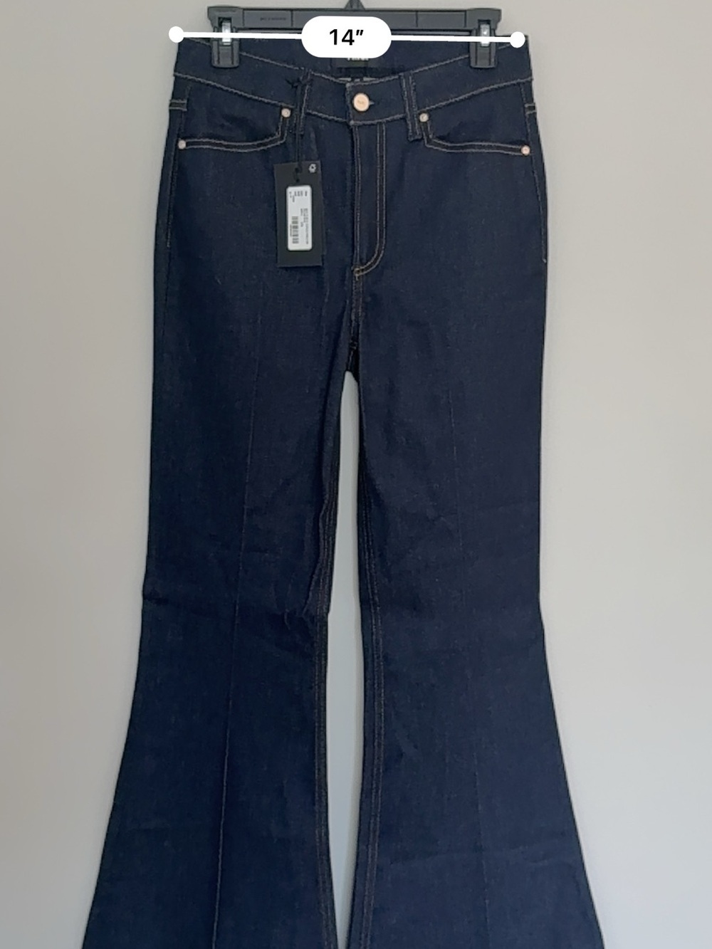 PAIGE Dark Wash High Rise Flare Jeans Wide Leg Retro Denim - Picture 12 of 13